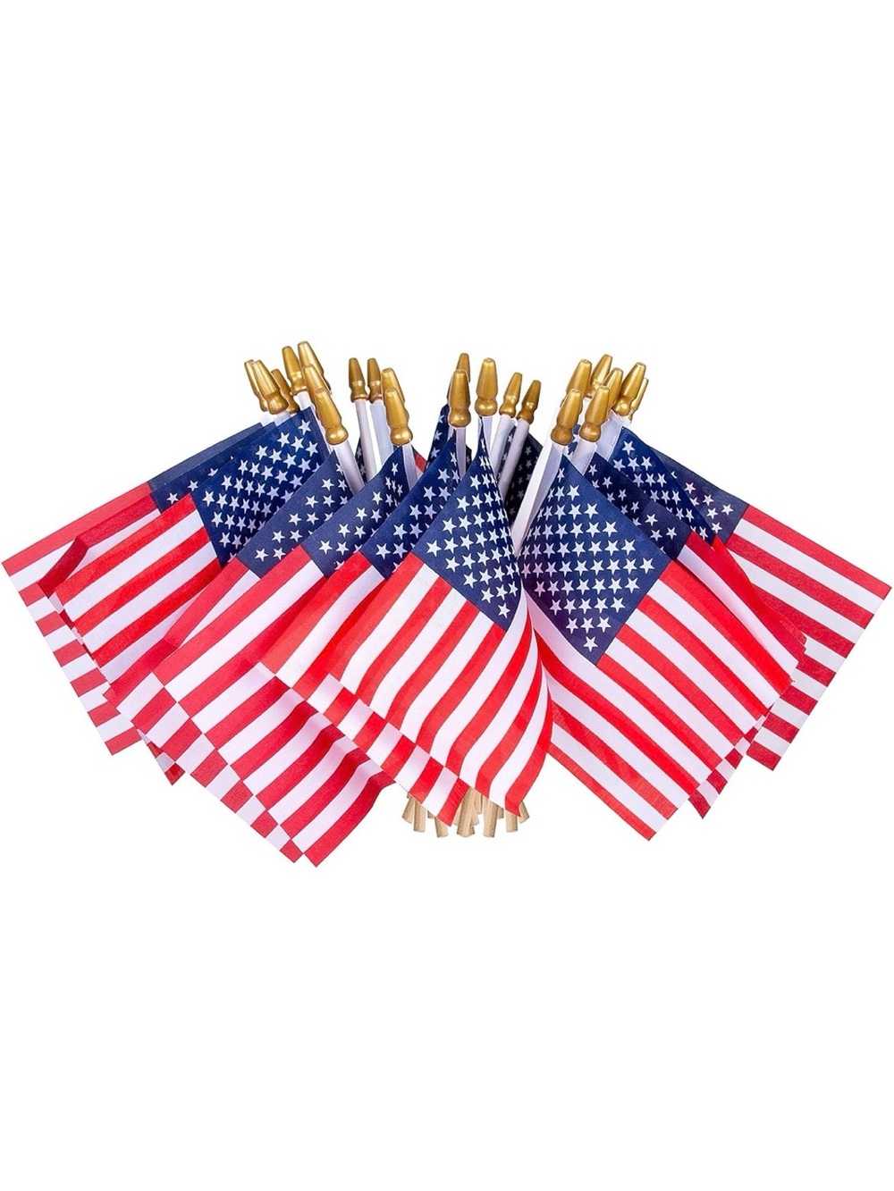 US Flag Handheld Stick Small 4x6 inch Flags - Red, White & Blue (Pack of 24)